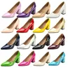 Große Größe 33–54 Patent PU-Leder glänzend rot gelb lila grün reife Schuhe klassische Damen Pumps