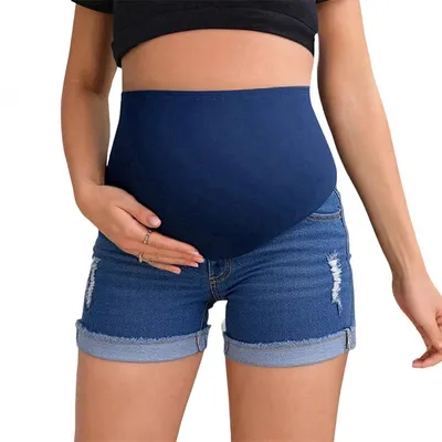 Maternity Shorts Denim Jeans Belly Support Maternity Shorts Pants for Summer Fashionable Outdoor