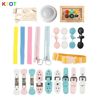 Beschäftigt Bord DIY Zubehör Montessori Pädagogisches Baby Spielzeug Schloss Schnalle Kleine Gürtel Horn Schnalle Reißverschluss Entwickelte Intelligenz Image