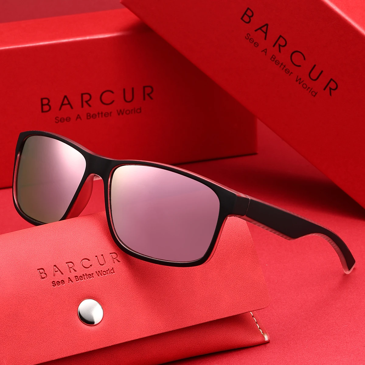 BARCUR Polarisierte Sonnenbrille aus leichtem PC-Material; TAC-Linse mit weicher Filterung, UV400, Geschenkbox für künstlerische Mädchen Image