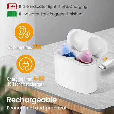 Rechargeable ITE Hearing Aid Deaf The Listening Device Mini Wireless Sound Amplifier Invisible Hearing Aids Headphones