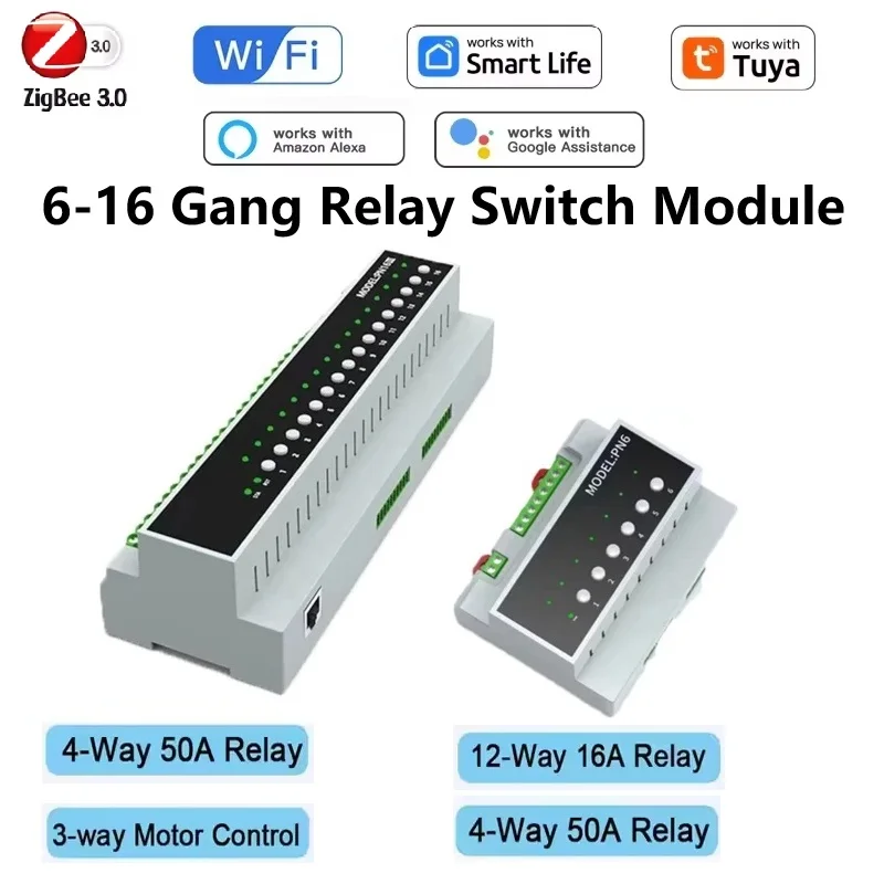 Tuya Smart Wifi Zigbee 6-16 Gang Relais Schalter Modul Fernbedienung Appliance Control Modul 110-240V unterstützung Alexa Google Hause Image