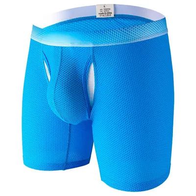 EUR Größe Herren Boxershorts Eis Seide Schnell Trocknende Unterwäsche Sexy Atmungsaktive U Konvexen Beutel Höschen Männliche Mittlere Lange Bein Unterhose Image