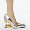 Neue Mode Silber Gold Tiger Zähne Geformt High Heels Schuhe Europäischen Amerikanischen Runway Stile Bankett Hochzeit Braut Einzelnen Schuhe