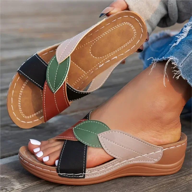 Mode Schuhe Sandalen Frauen Keil Schuhe Frau Espadrilles Rutsche frauen Sandalen Plus Größe Strand Weibliche Schuhe Zapatos De Mujer
