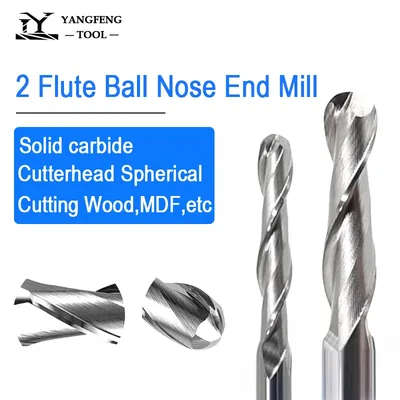 5pcs Carbide Ball Nose End Mill 3.175(1/8") /4/6mm 2 Flute CNC Router Bit for Wood Plastic Cutting