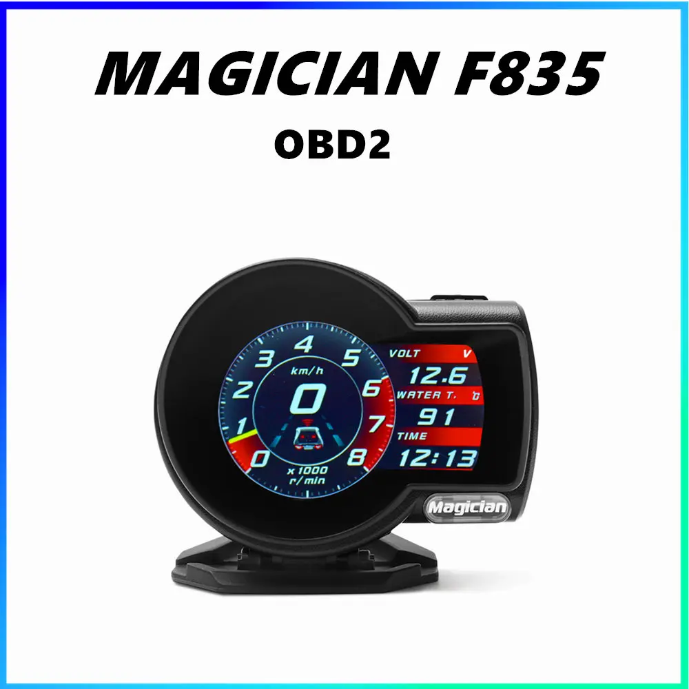 Magier F835 Plus OBD2 Gauge Head Up Display Auto Digital Boost Gauge Spannung Geschwindigkeit Meter Wasser Temp Alarm Öl Auto F835 OBD 2 Image