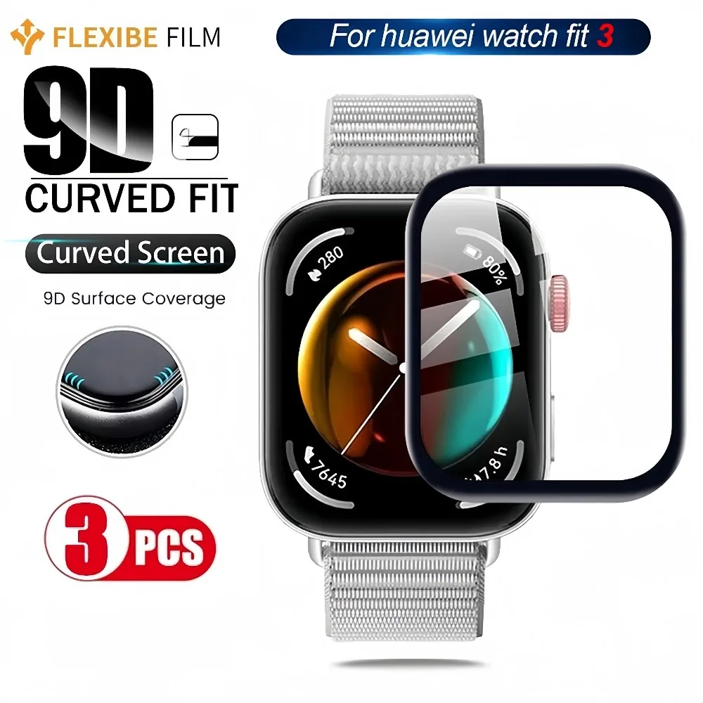 1-5 stücke Voll Gebogene Display-schutzfolie Für Huawei Uhr FIT 3 Zubehör 9D Screen Protector Für Huawei uhr FIT 3 Kein Glas Image