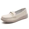 Leichte, lässige Lederschuhe, Damen-Wanderschuhe aus echtem Leder mit weichen Sohlen, Mama-Loafer, große, bequeme, flache Schuhe