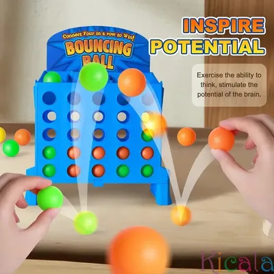 Hüpfspiel für Kinder, springender Ball, Tischspielzeug für Kinder, 4-in-Reihe, Image