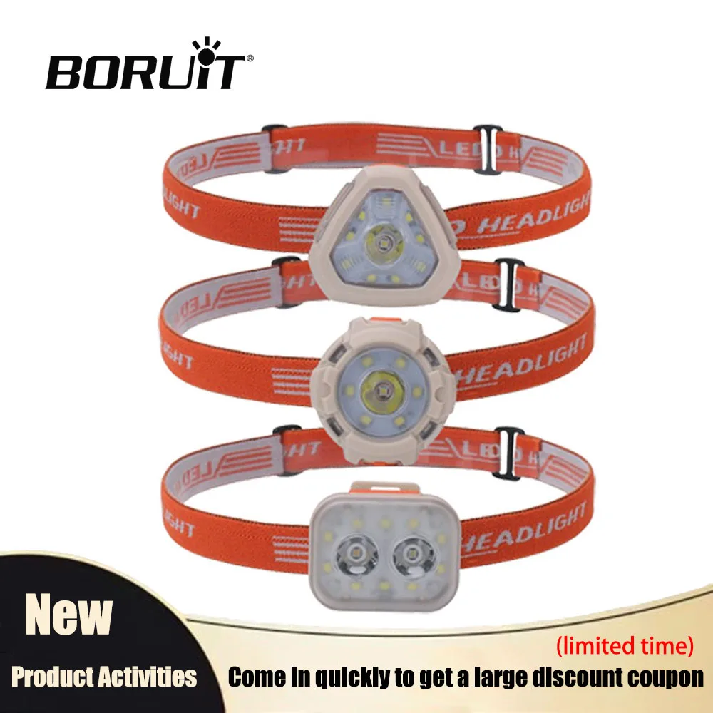 BORUiT LED-Kappen-Clip-Stirnlampe, USB-C, wiederaufladbar, wasserdicht, Mini-Stirnlampe für Outdoor-Camping, Angeln und tragbare Arbeit Image