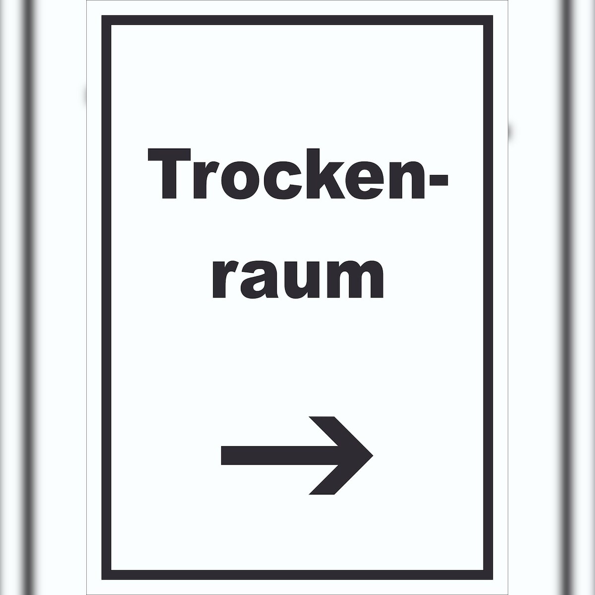 HB-Druck Trockenraum Schild mit Text und Richtungspfeil rechts Wäsche trocknen hochkant A5 Rückseite selbstklebend Image