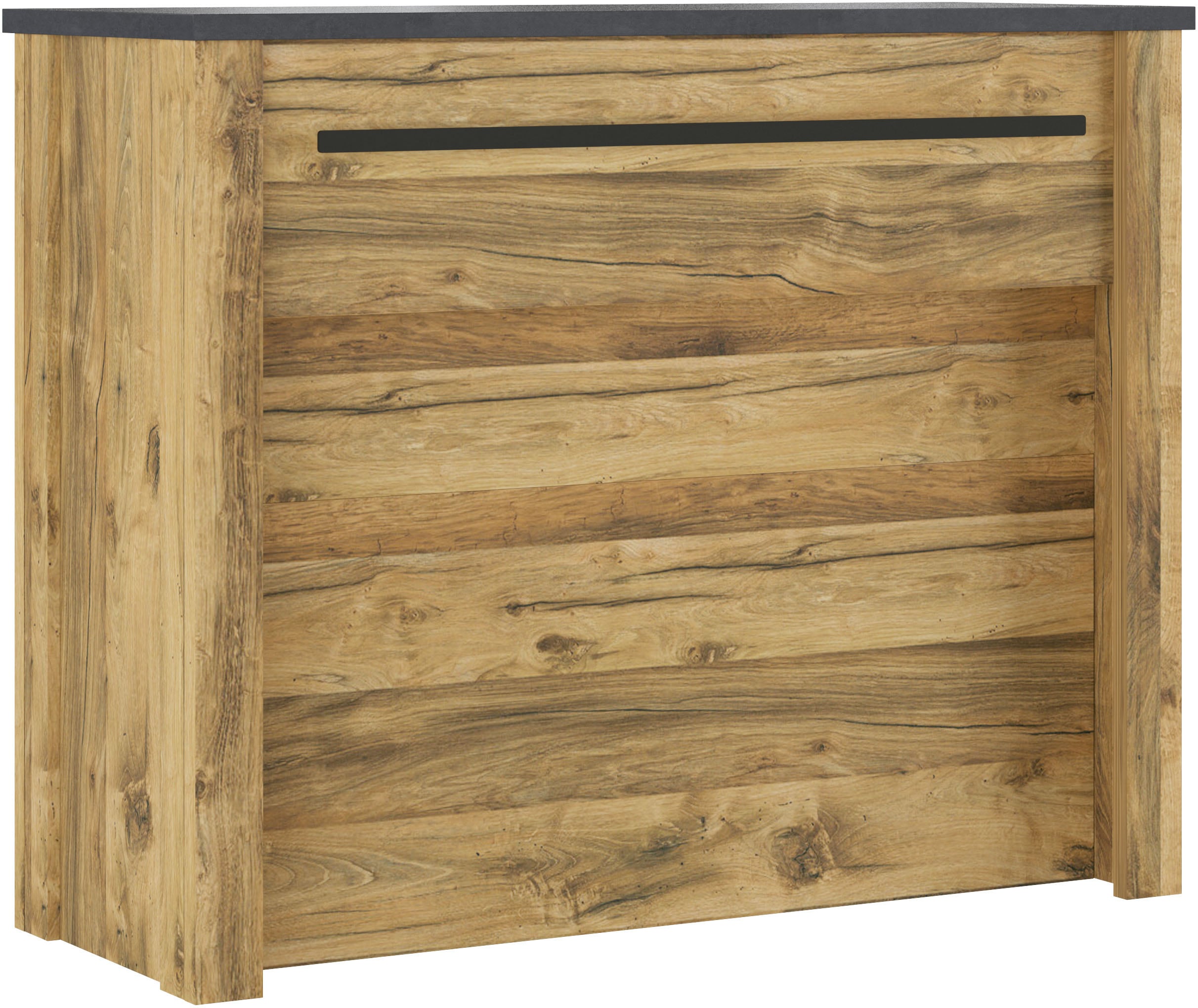 Barschrank HOME AFFAIRE "York, moderne Küchentheke im Industrialdesign", grau (braun), B:130cm H:106cm T:52cm, Schränke, Barschrank, mit Handtuchstange aus Metall, ausreichend Stauraum, 130 cm breit