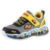Sneaker SKECHERS "PLAY SCENE", Kinder, Gr. 21, bunt (grau multifarben), Lederimitat, Mesh, kontrastfarbene Details, casual, Schuhe, Freizeitschuh mit bedruckter Sohle, Größenschablone zum Download