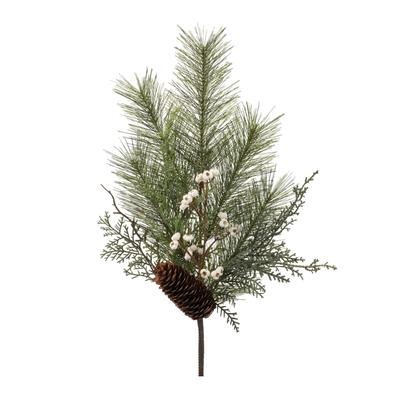 Set of 6 Winter Greenery Spray Pinecones with Tallow Berries for Rustic Christmas Arrangements - 22”L x 10.5”W x 5”H
