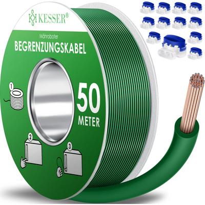 KESSER® Begrenzungskabel + Erdspieße + Kabelverbinder für Mähroboter Rasenmäher Rasenroboter Image