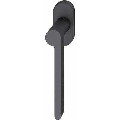 Fenstergriff 34 1021 ovale Rosette Griff rechts Aluminium schwarz matt - FSB Image