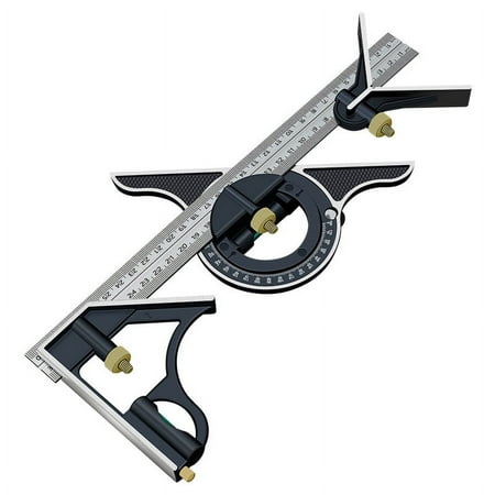 Stainless Square Ruler Multifunction Sliding Combination Square Ruler Protractor Level Measure 180 90 45 Degree Angles