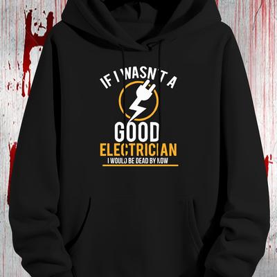 TEMU Good Electrician , Stylish Pullover Hoodie For Men, Autumn Winter Hooded Sweatshirt, Soft Fabric, Regular Fit Image