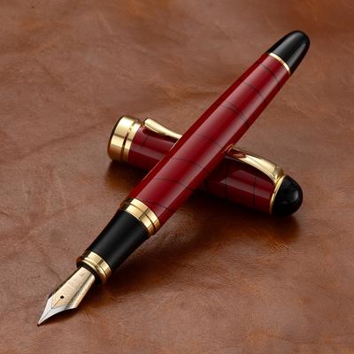 TEMU Fashionable Luxury Pen, , 0.5mm Dual-colored Nib, Stainless Steel Body, Pocket Clip, Click-off Cap, Fine Point Type, Suitable For Business And Calligraphy, Huashilai Brand Image