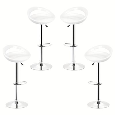 TEMU 4pcs Heavy Duty Stools With Footrest - Adjustable Height, Swivel & Lift Function, Silvery Chrome Legs, Backless Kitchen Counter Stools 150kg Capacity For Home, Cafe, Commercial Use Image
