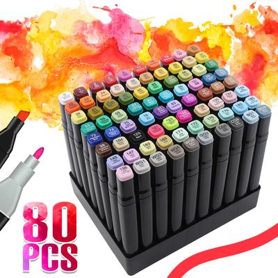 TEMU 80pcs Graffiti Pens Oily Markers Far Marker Set For Sketching Marker Pen Set School Home Coloring Unisex Image