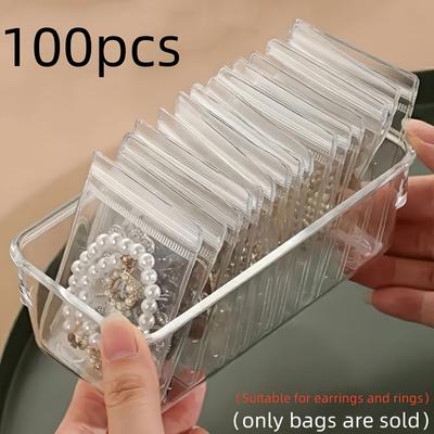 TEMU 100 Transparent Reusable Self-sealing Rust-proof Jewelry Bags For Organized Display And Packaging, Jewelry Making, Jewelry Display, And Packaging Supplies, Jewelry Roll, Jewelry Rolls Image