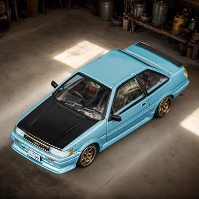 TEMU Product Gcd1:64 Scale For Ae86 Classic Vehicle Model, Colors, Retro Style, High-quality, Manual Push, Car Enthusiasts' Nostalgic Collectible Display Piece, A Gift Viewing Image