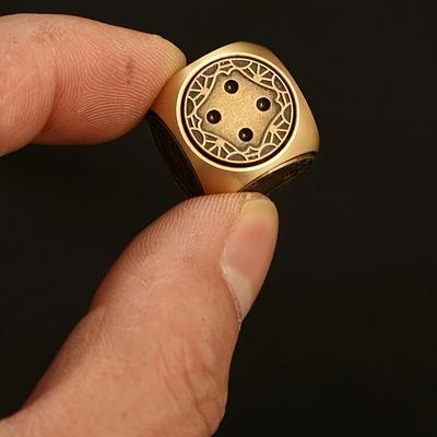 TEMU 1pc Vintage Hand-polished Brass Dice Ornament, Suitable For Living Room Tabletop Decoration, Antique Piece, Halloween/christmas/thanksgiving Adult Party Games