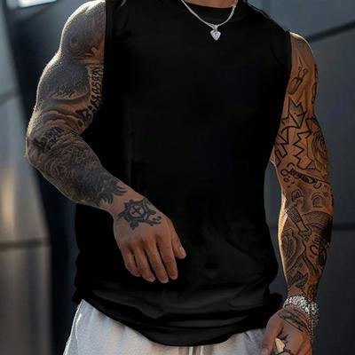 TEMU 1pc Men' Sleeveless Tank Top - Breathable Moisture-wicking Fabric, Regular Fit Round Neck For Gym Running Basketball Casual Summer Wear Image