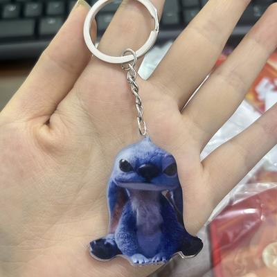 TEMU 1pc Stitch 2d Flat Acrylic Keychain - Officially Licensed Cute Stitch Key Ring With Design, Durable Car Keys, Backpack Accessories, Holiday Gift For Fans, 2d Flat Image