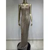 2025 Neue Frauen Luxus Promi Sexy Ärmellose Sparkly Pailletten Langes Kleid Elegante Abend Club Party Outfit