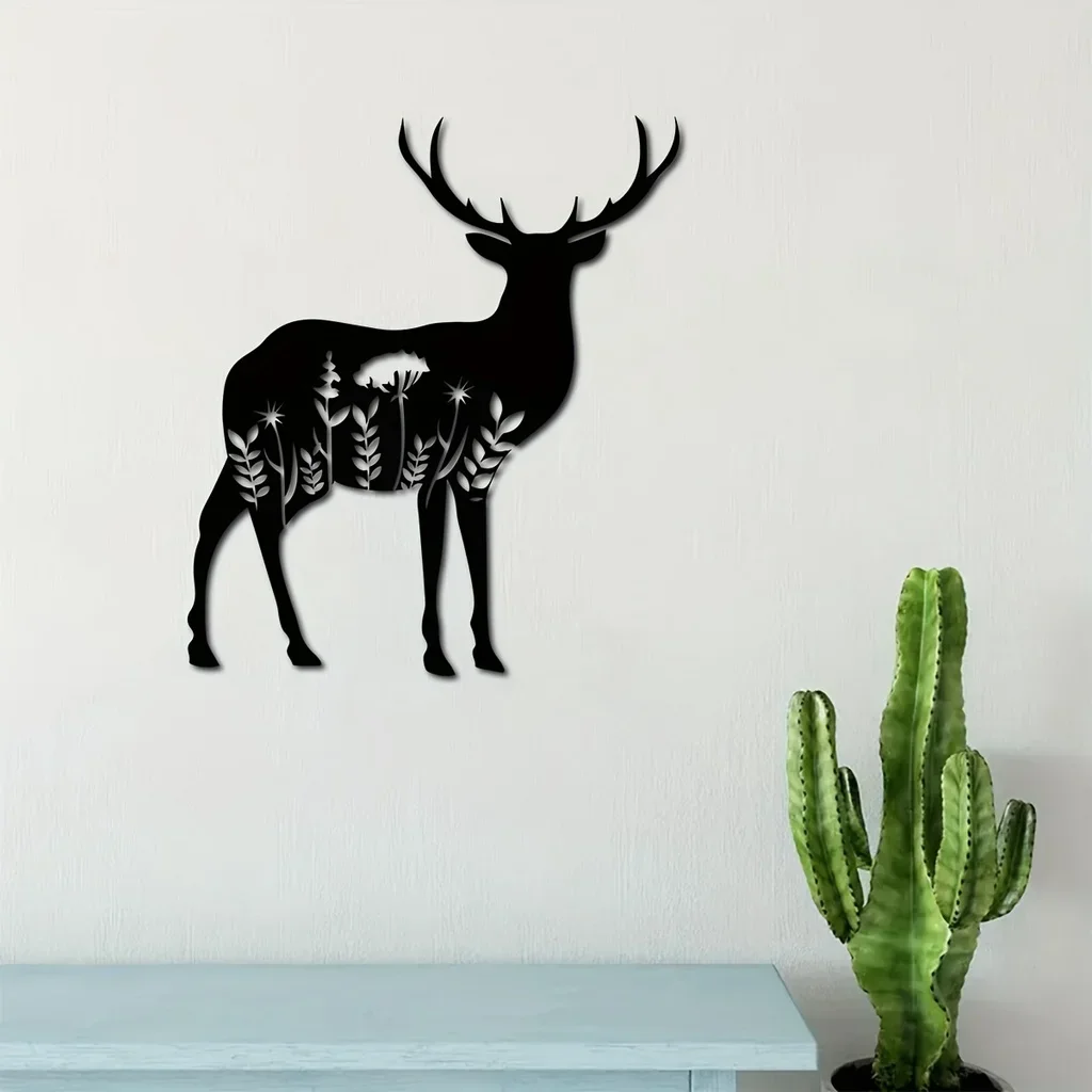 1pc Wald Hirsch Metall Wand dekoration, Metall Wald Hirsch Zeichen Wald Hirsch Zeichen, Metall Hirsch Kunst Wand dekoration für Gartenparty Dekor