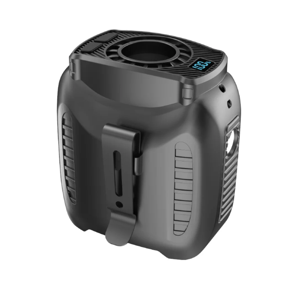 Tragbarer, tragbarer, persönlicher, kühlender Hüftventilator, max. 34 Stunden Laufzeit, 10.000 mAh USB-Aufladung, mit Licht, für Gartenarbeit im Freien Image