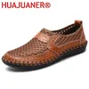 Hochwertige Herren-Freizeitschuhe, Ledersandalen, Mesh-Loafer, Outdoor-Strandschuhe, handgefertigt, flach, Übergröße, Turnschuhe, Größe 38–50