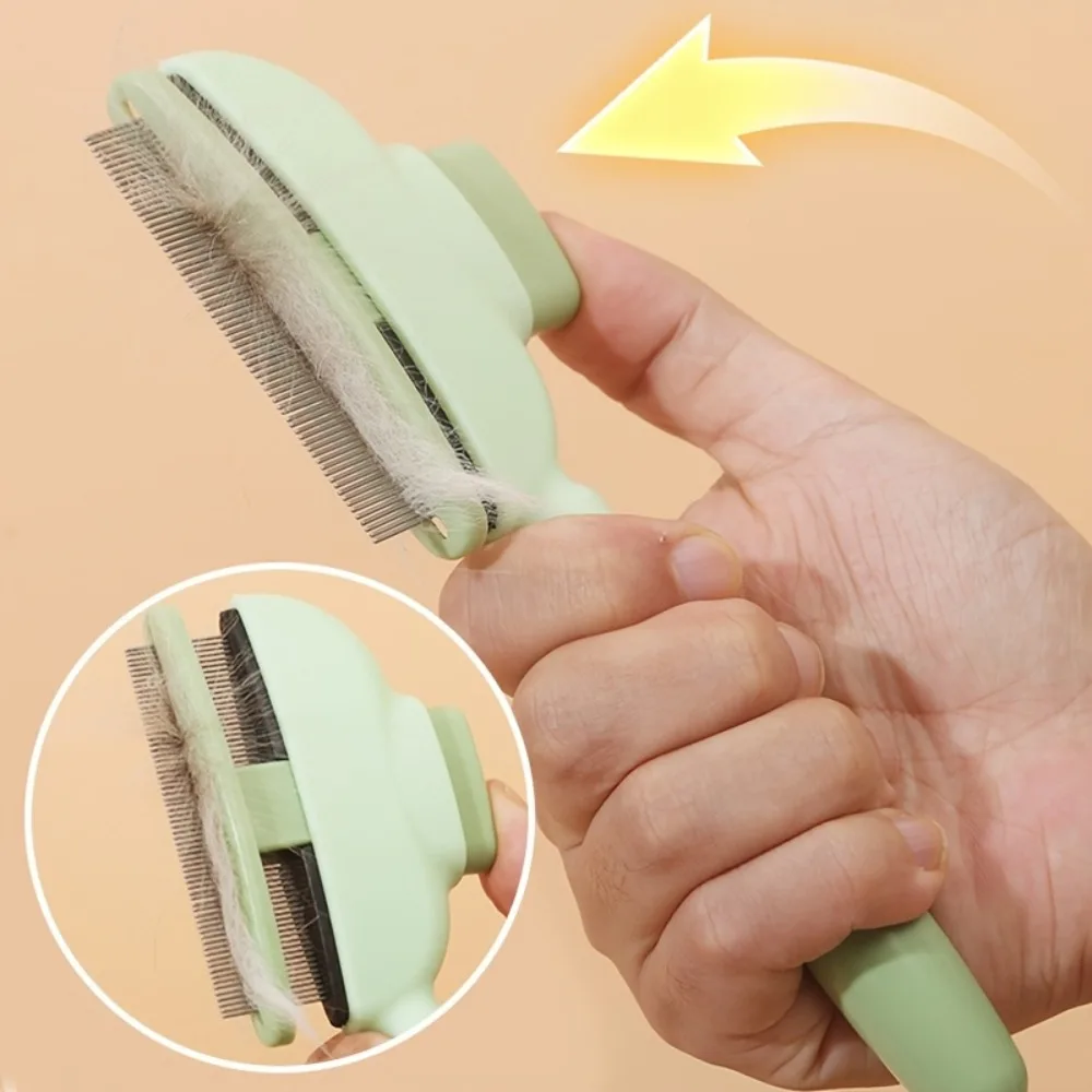 Selbstreinigende Haustierbürste mit einem Knopf, Haarentferner, Massagekamm für Hunde und Katzen, Pflegebürsten für Haustierprodukte Image