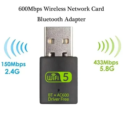 USB WiFi Bluetooth Adapter 600Mbps Dual Band 2.4Ghz 5Ghz Mini Wireless Network External Receiver