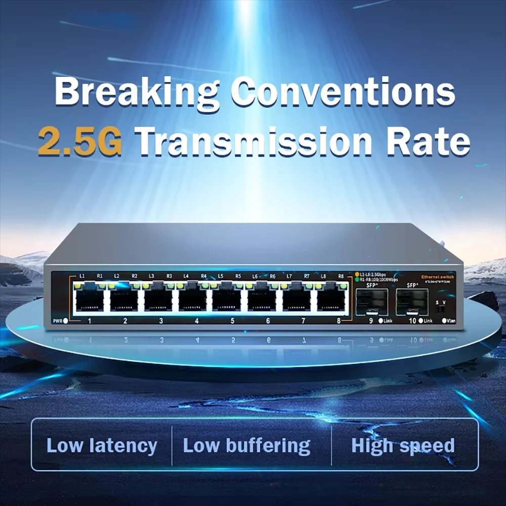 2,5G Netzwerk-Switch 8 Port mit 2*10G SFP Port Ethernet-Switch für IP-Kamera/CCTV-Sicherheit Image