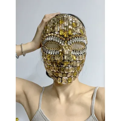 Neue maßgeschneiderte funkelnde Strass-Maske für Damen und Herren, trendiges Bühnenmodell, Image