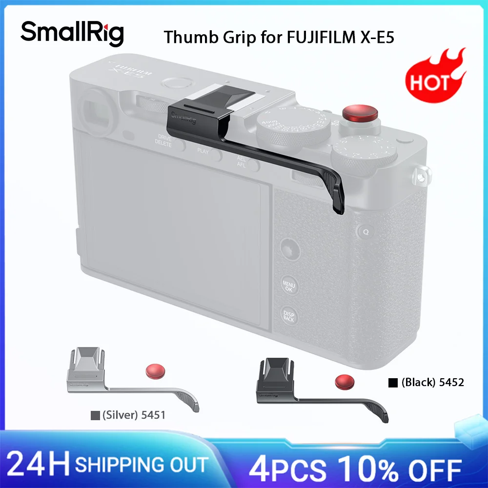 SmallRig X-E5 Daumengriff für FUJIFILM X-E5, Silber/Schwarz mit Auslöser-Taste, Silikonpads verbessern den Griff, verbessern die Sicherheit Image