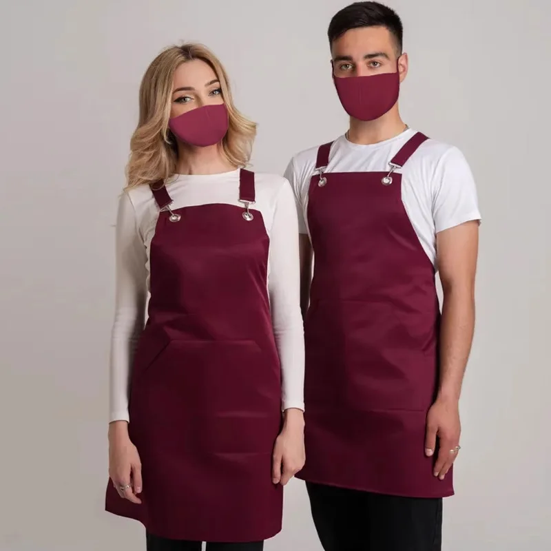 Canvas-Schürze mit großer Tasche für Restaurant, Café, Bäckerei und Küche, langlebig und waschbar Image