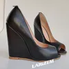 BERZIMER Damen-Pumps, Keilabsatz, Pantoletten, Slip-On, Peep-Toe-Sandalen, steile High Heels, handgefertigte Damenschuhe, große Größe 38, 42, 45, 52