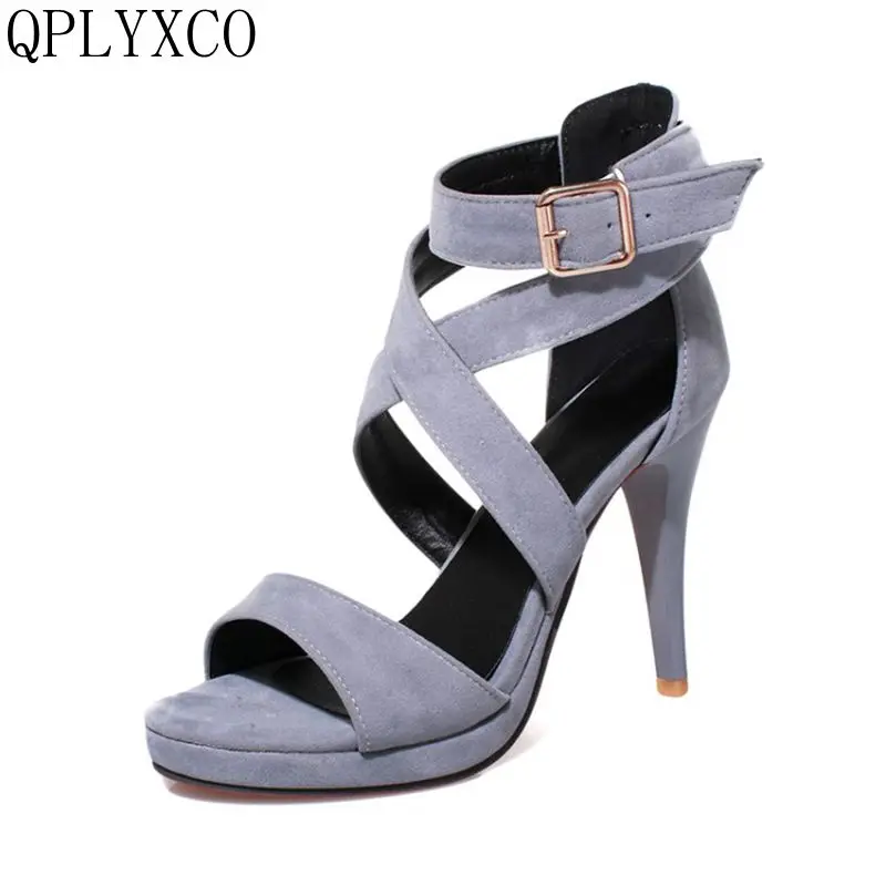 QPLYXCO 2018 Sommer Eleganten Stil Sandalen mode Große & Kleine Größe 31-48 frauen dünne High Heels (10 CM) hochzeit Party schuhe 8675