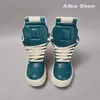 Ricks Marke Männer Schuh Casual High Top Frauen Sneaker Blau Ankle Boot Geobasket Leder Zip Lace Up