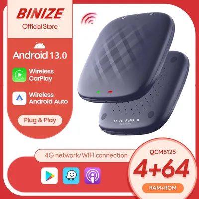 Binize CarPlay Ai Box Android 13.0 Wireless Android Auto 4G LTE Plug & Play 4G+64G For Audi Mazda