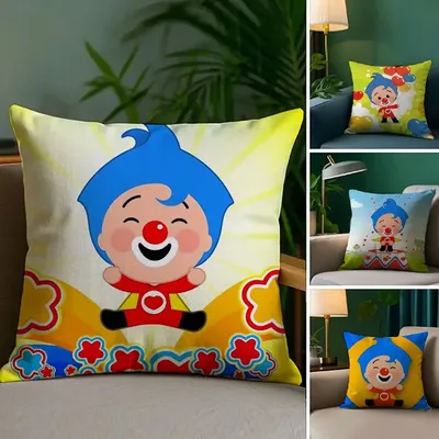 Niedlicher Cartoon P-Plim-Plims Kissenbezug aus Plüschstoff, weicher doppelseitiger Druck, Sofa-Kissenbezug, Überwurf-Kissenbezüge Image