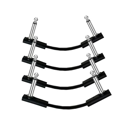 Miwayer Flat Cables for Guitar Effect Pedal 6.35 mm TS Right Angle 5~50cm/Space Saving/Clear