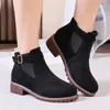 Stiefeletten Damenschuhe Schuhe Luxus Winter Punk Plus Size Schwarz Neu in bequemen Low Heels Casual
