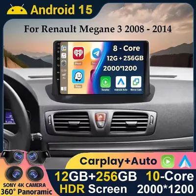 Android 15 WIFI+4G Car Radio For Renault Megane 3 Fluence Samsung SM3 2008 - 2014 Multimedia Player