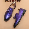 Lila Kleid Schuhe Mann Brogue Schuhe Große Größe 38-48 Bequeme Slip-On Flache Soziale Schuh